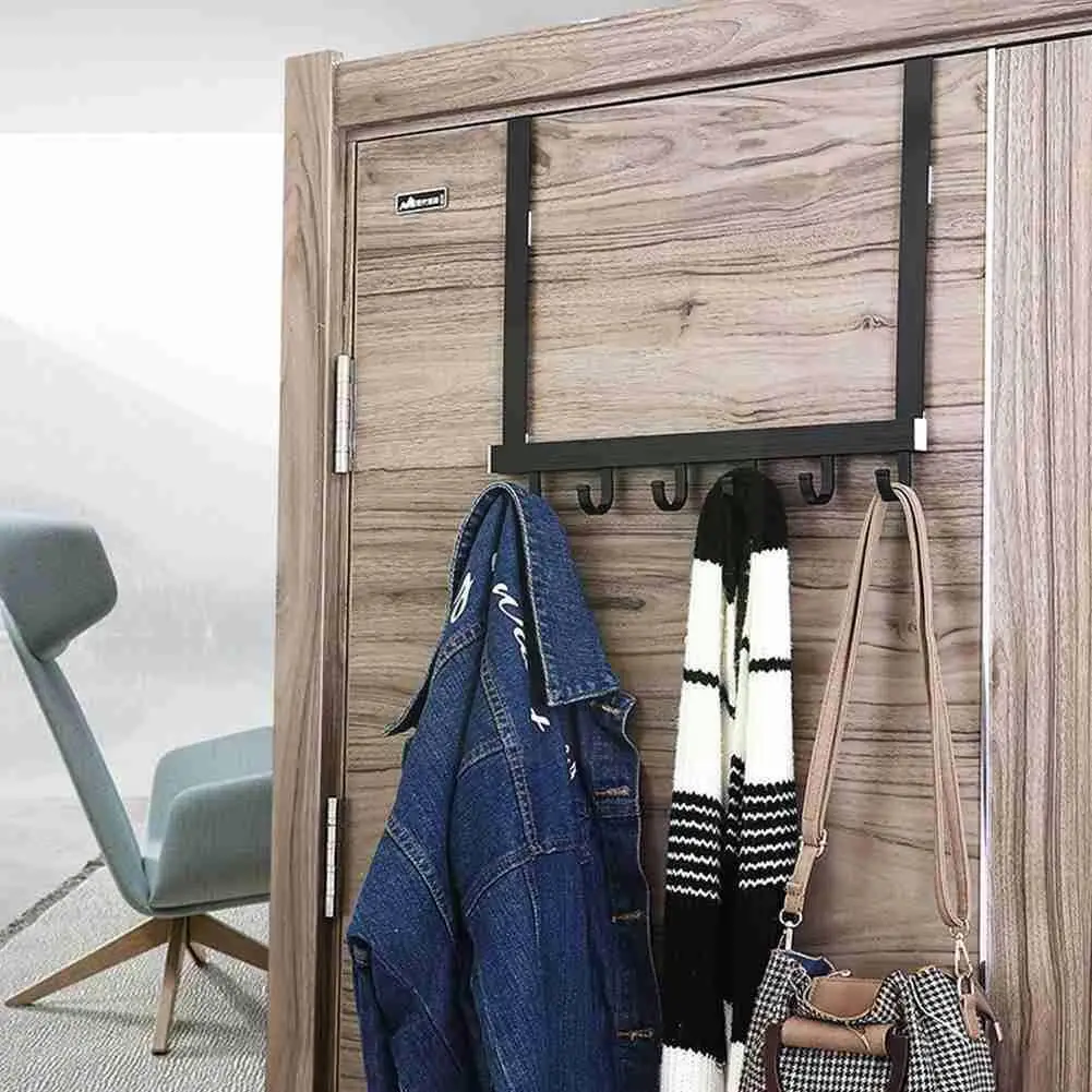 

Punch-free Door Hanging Hooks Space Aluminum Door-back Wall Clothes Hanger Caps Shelf Keys Coats Towel Handbag Rack Ties Ho W9R1