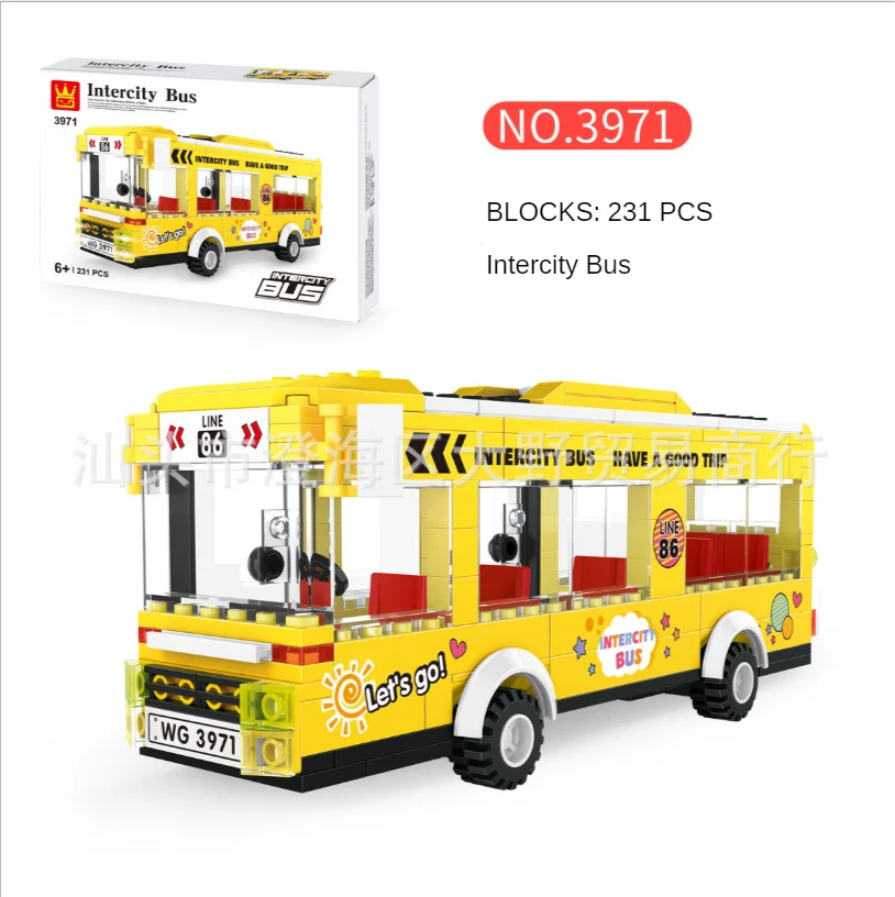 

city vehicle double-decker school bus city bus sets model building blocks Intercity bus kid educational toys for Christmas gifts