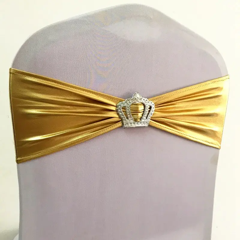 50 шт. декор в виде золотистых металлических спандекс стул из лайкры Sash ленты с