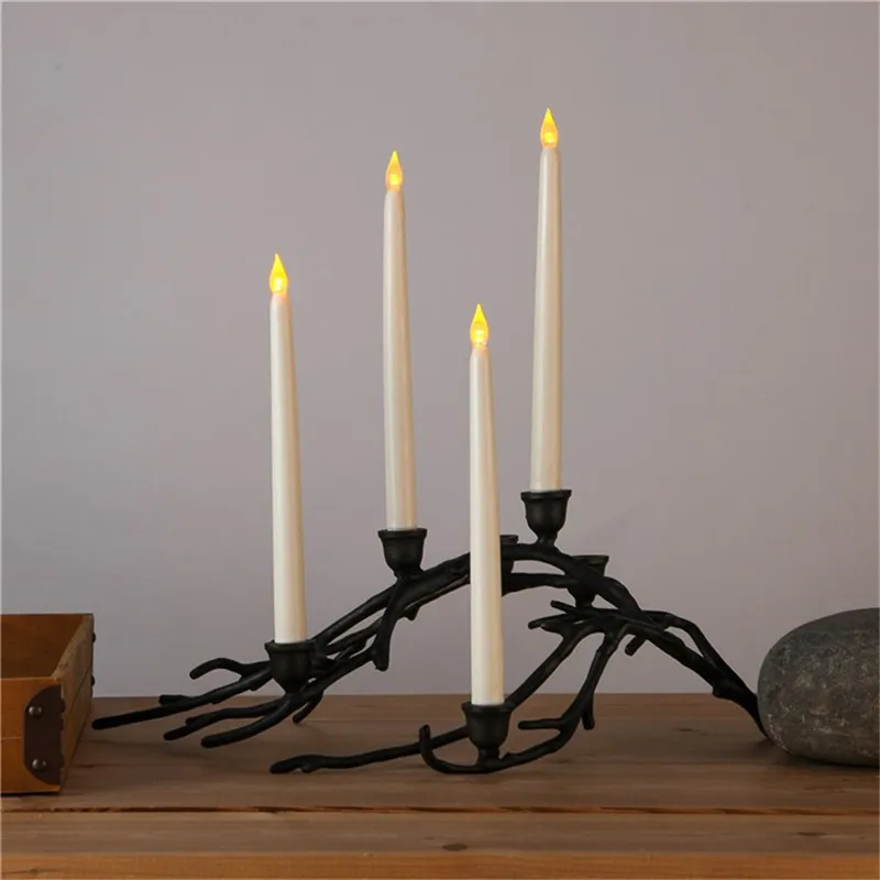 

Pack of 12 Remote Function Yellow Flicker Christmas Taper Candles,28 cm Timer Electronic Candle LED,Decorative Plastic Candles
