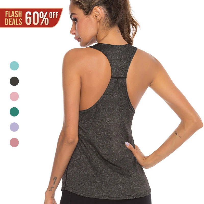 

Women Sleeveless Racerback Yoga Vest Sport Singlet Athletic Fitness Sport Tank Tops Workout Gym Running Training Yoga Shirts