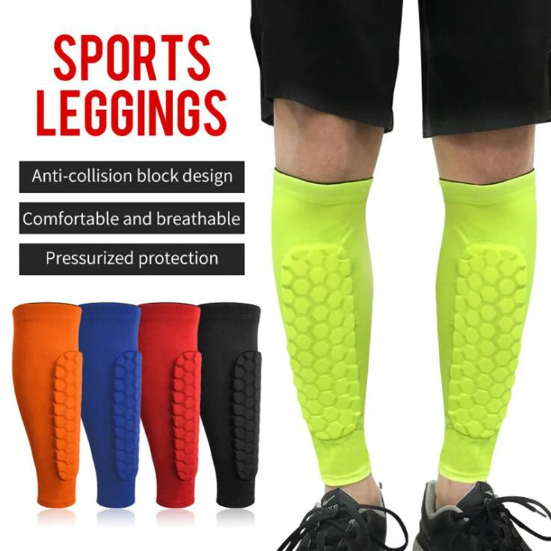 

Women Men Teens Football Shin Guards Protector Soccer Honeycomb Compression Anti-crash Leg Calf Sleeves Leg Warmer Cusom Logo