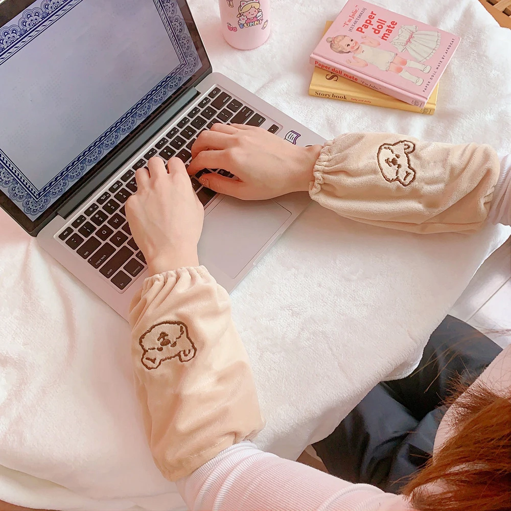 Детские фланелевые нарукавники с мультяшным медведем защита от загрязнений