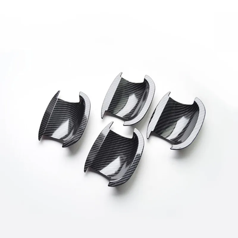 Углеродное волокно печатная Наружная ручка двери автомобиля крышка чаши стикер