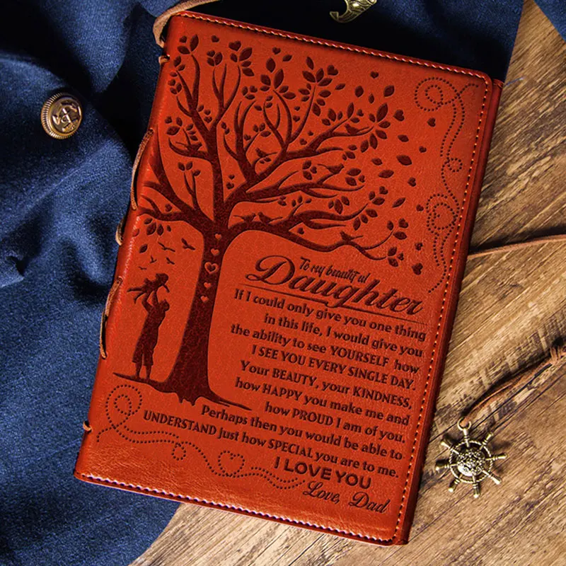 

Кожаный дневник с гравировкой для моей дочери от мамы/папы, записная книжка с закладкой, путешествия, деловой ежедневник, FKU66