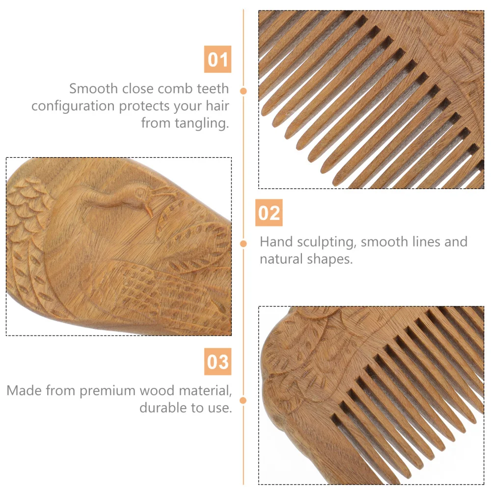 

1pc Wooden Carved Comb Double Sided Engraving Hairdressing Comb for