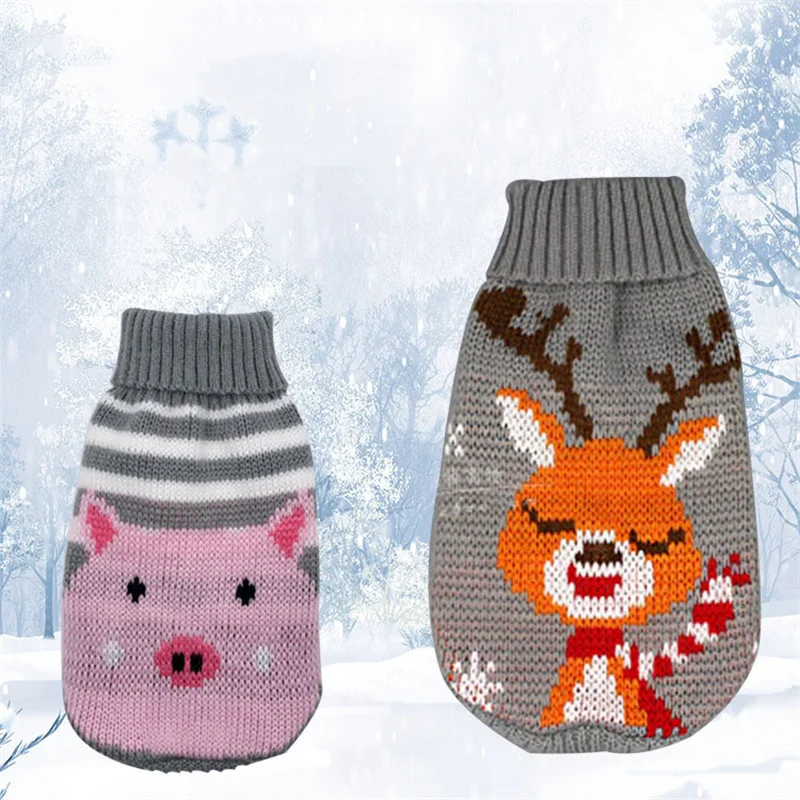 Мультяшная одежда для кошек и собак теплый Рождественский свитер маленьких