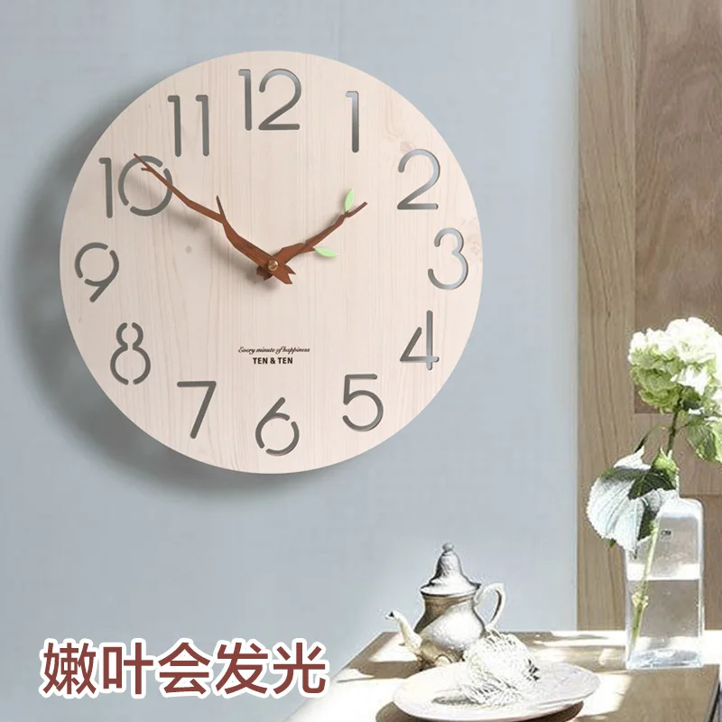 

Creative Simple Wooden Wall Clock Nordic Design Silent Kitchen Decor Wall Clock Wall Stickers Relojes Living Room Decor BI50WC