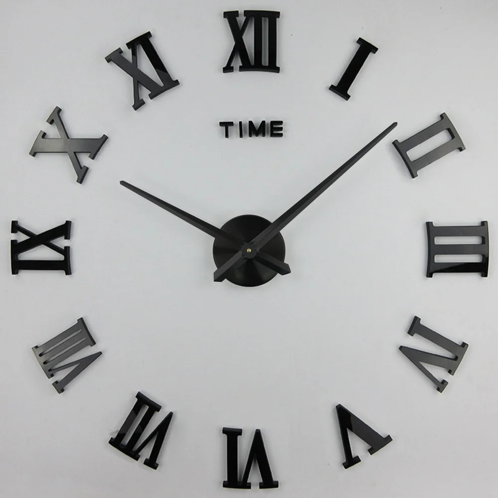 

European Creative Simple Digital Clock Large DIY Quartz Watch 3D Roman Numeral Mirror Home Living Room Art Wall Clock Sticker