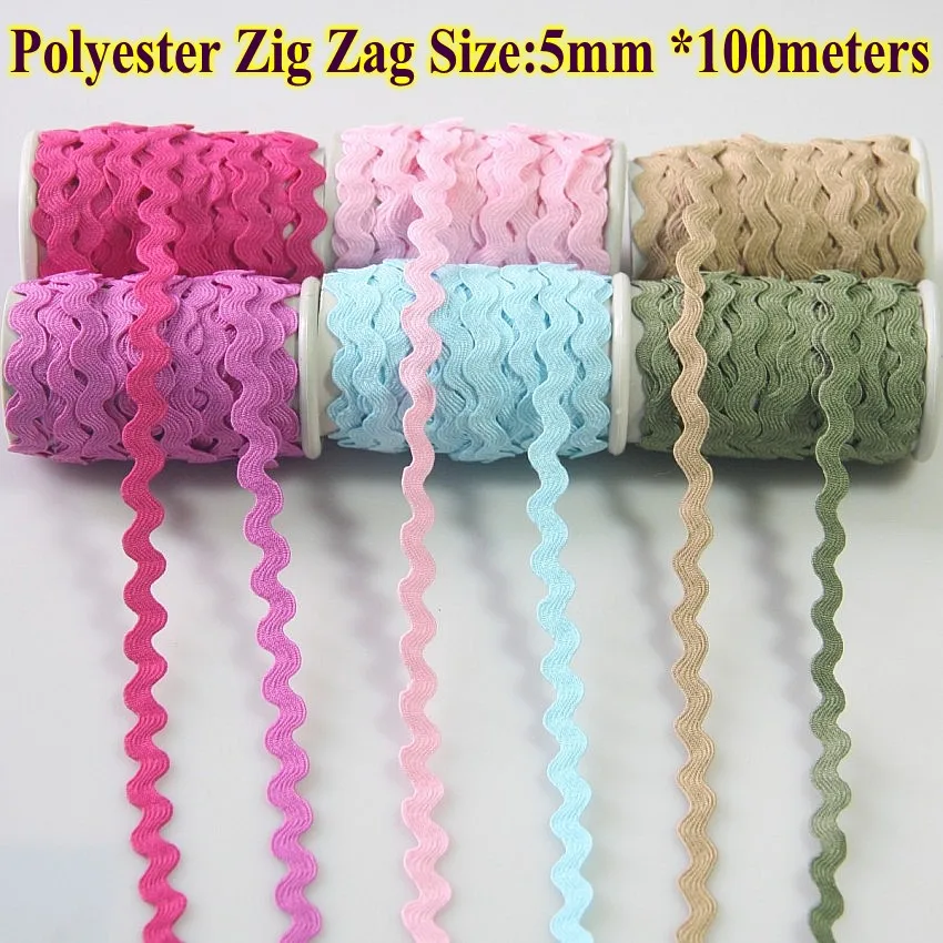 Бесплатная доставка-лента Zig zag Ric rac ширина 5-6 мм 100y/рулон цвет белый DIY аксессуары