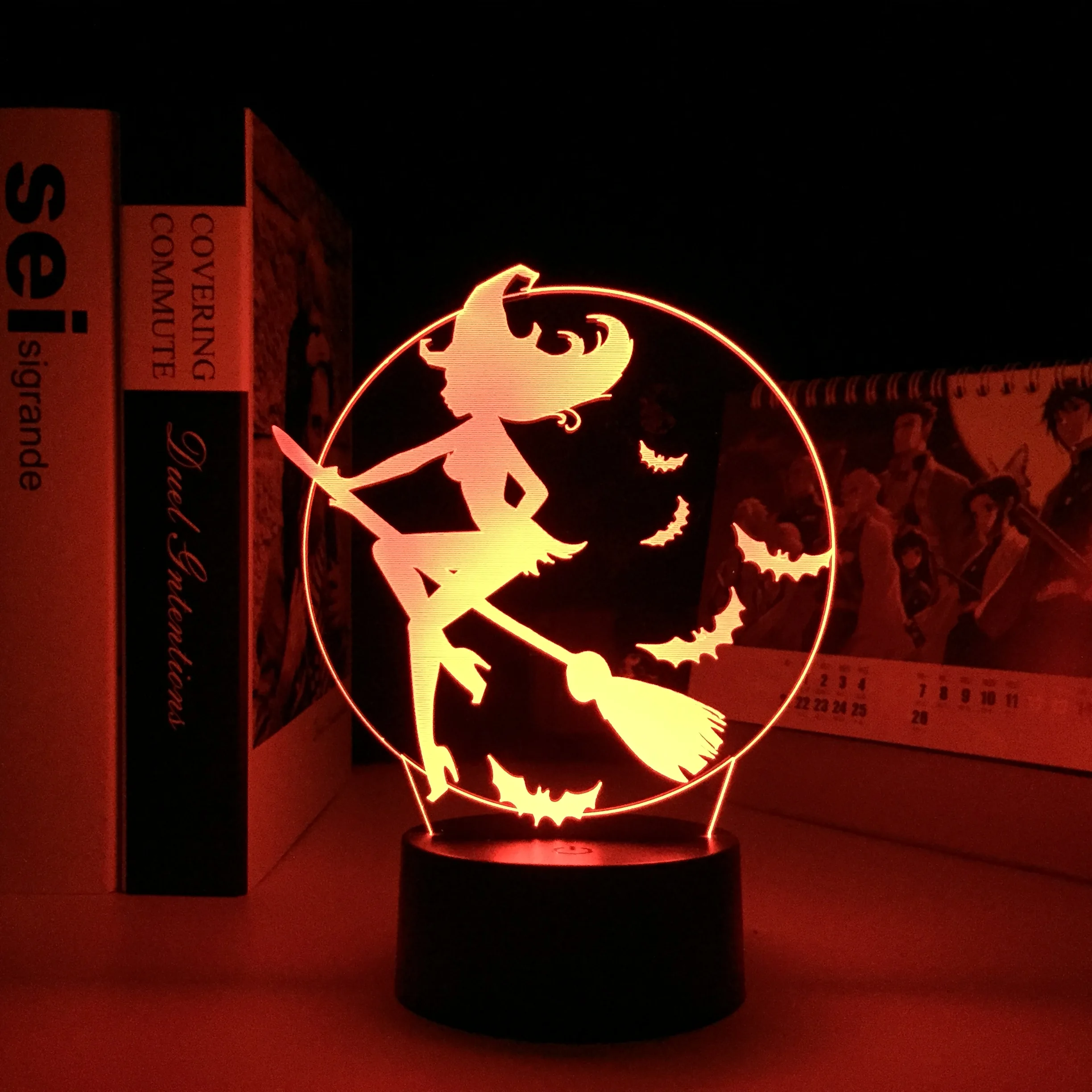

Witch on a Broomstick 3D Night Light for House Bedroom Decoration Lamp Cool Birthday Gifts Acrylic LED Table Light