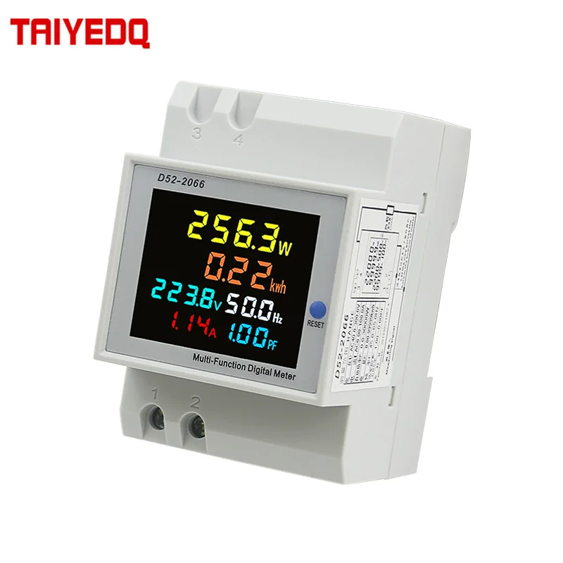 Display Inteligente Medidor de Trilho Din ac Monitor Tensão Fator Potência Atual Kwh Ativo Energia Elétrica Medidor Freqüência D522066 6in1 Medidores de tensão