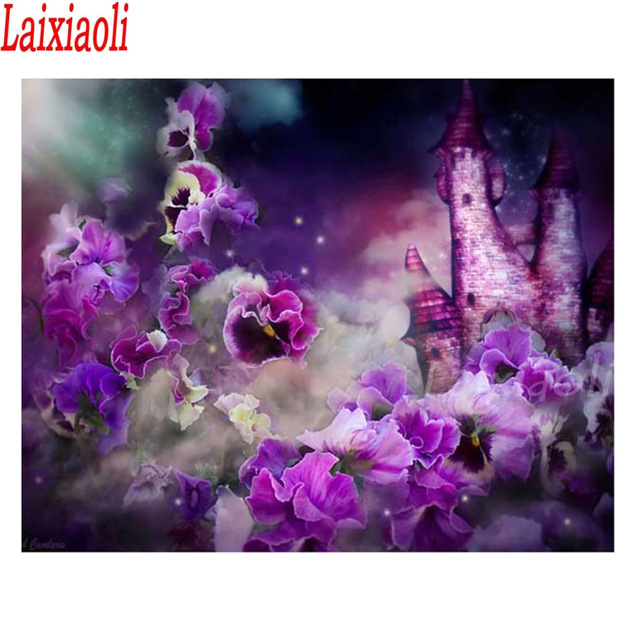 

Fantasy iris purple flower Full drill square round diamond painting mosaic diamond rhinestones diamond embroidery cross stitch