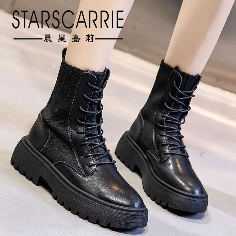 

Leather riding boots women 2021 new autumn and winter casual all-match thick heel short boots women retro boots women tide