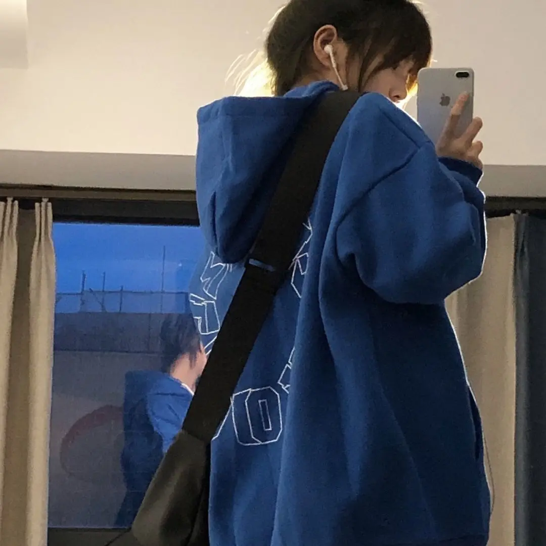 Толстовка Klein Blue с капюшоном утепленный свитер женское модное уличное платье в