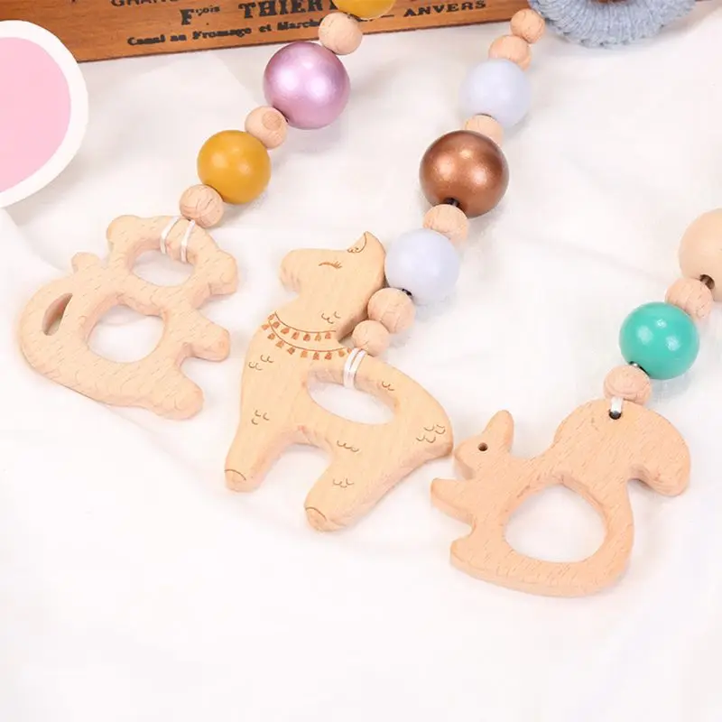 

3Pcs/Set Baby Play Gym Frame Beech Beads Pendants Stroller Hanging Rattle Toys Room Decoration Gifts
