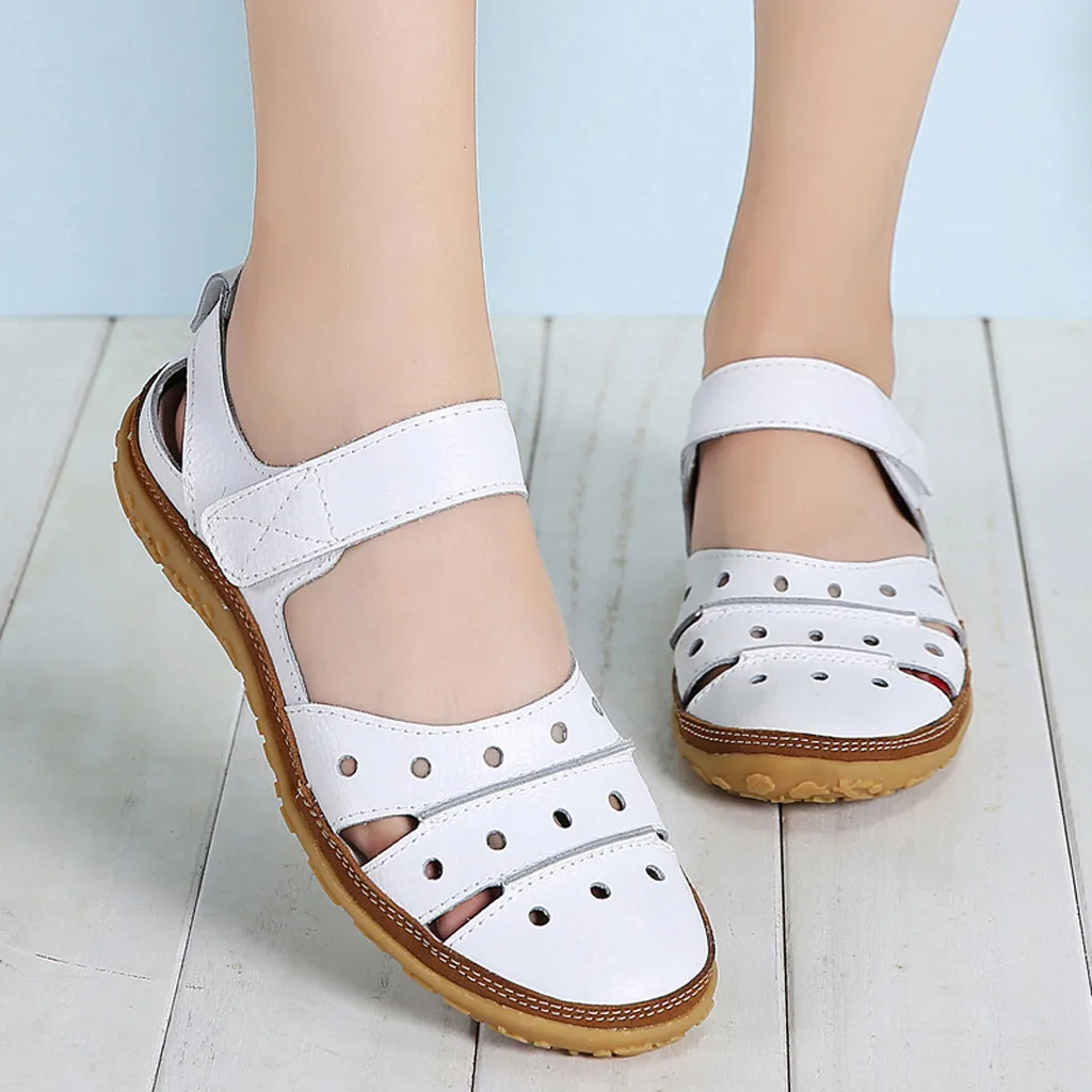 

Sandals Woman Shoes Solid Soft Bottom Hole Classics Adhesive Tape Wild Mid Heel Creativity Sandals Women Summer Shoes