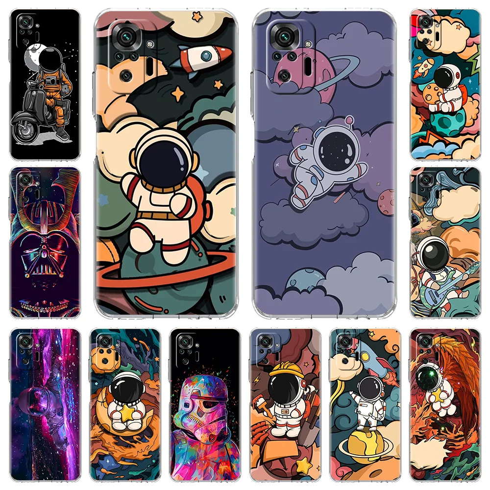 

Star Astronaut Cute Fashion Phone Case For Xiaomi Poco X3 NFC M3 F3 Redmi Note 10 9S 9 8 Pro 7 8T 9C 9A 8A K40 Soft Clear Cover