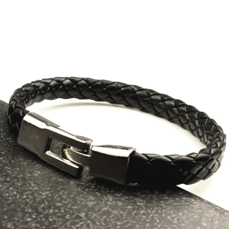 Cheap Hot Fashion Trendy Black Braid Bracelets Leather Jewelry Woven Soft Comfortable Vintage Men Women Bohemia Wholesale Gift