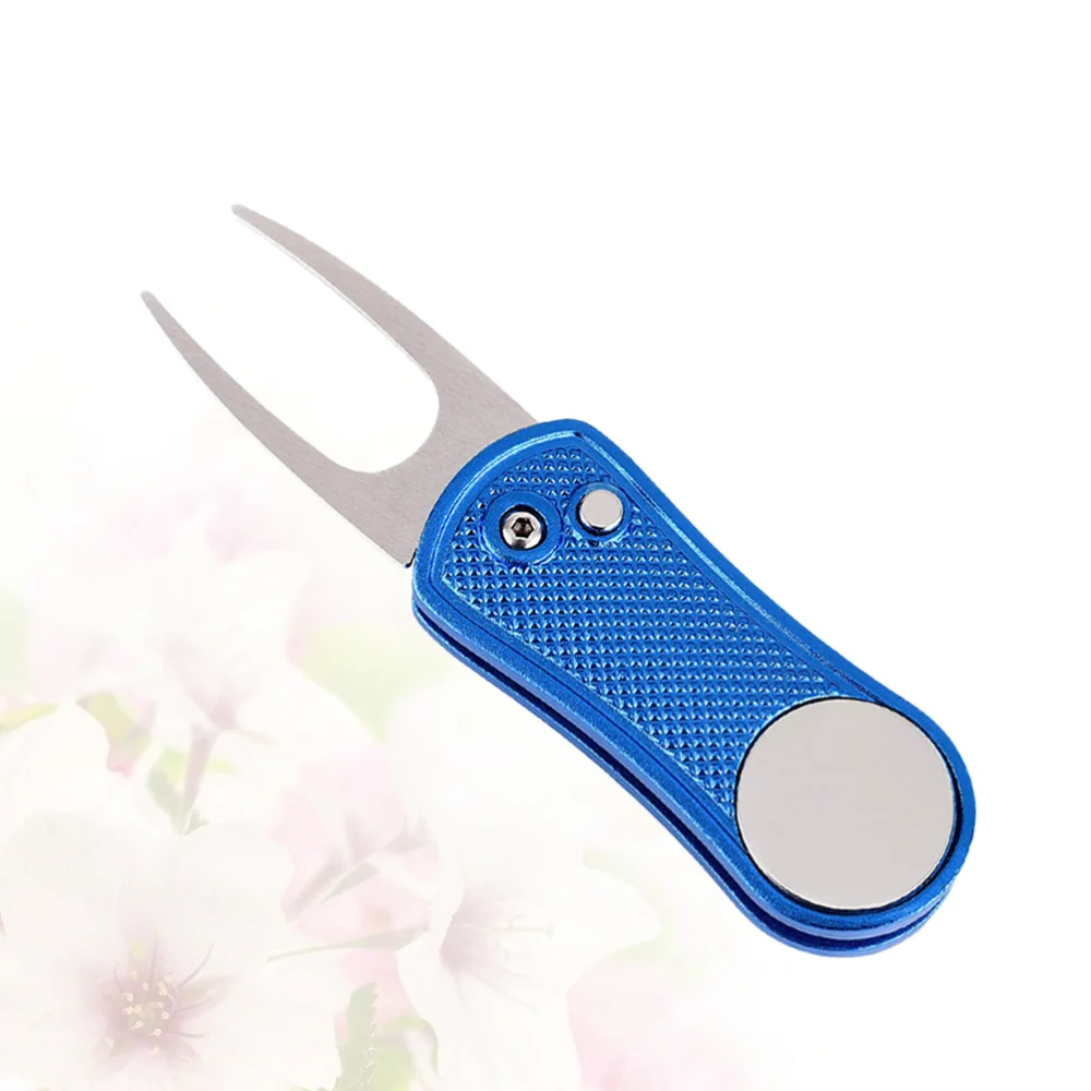 

Foldable Divot Tool Aluminium Handle Tools Lightweight Portable Magnetic Marker for (Red)