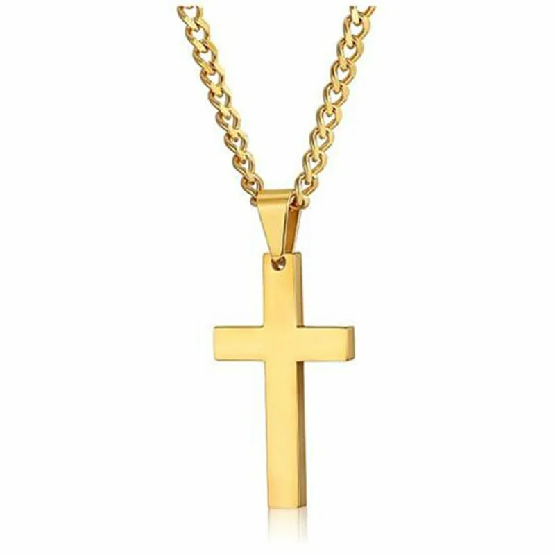 Skute Jesus Stainless Steel Cross Pendant Necklace for Men Women Simple Gold Silver Black Crucifix Prayer Jewelry Gift | Украшения и