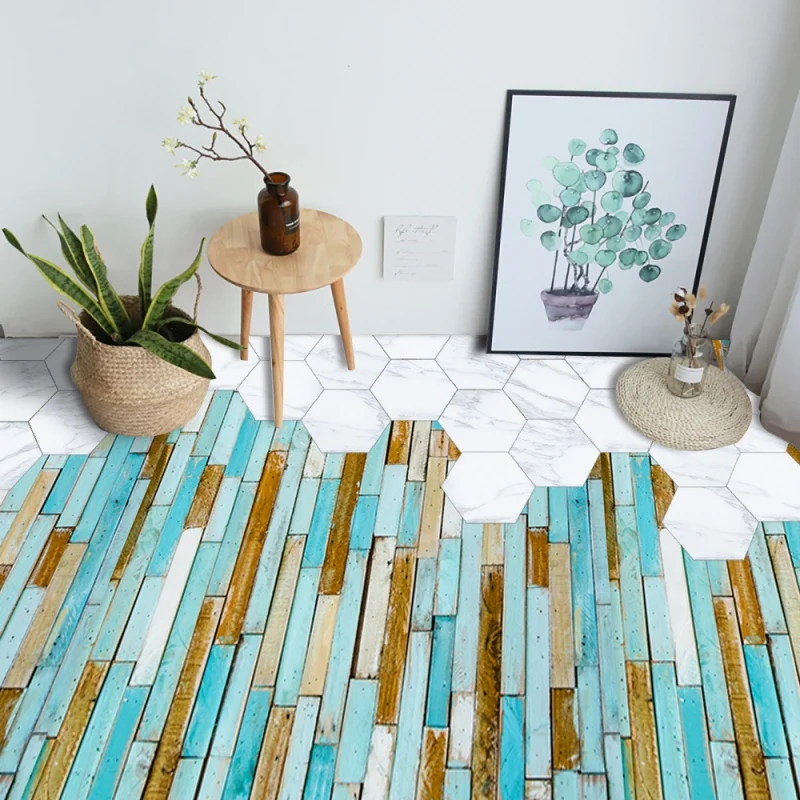 Плитка стикер s 7 шт цветочные деревянные напольные плитки доски DIY ПВХ