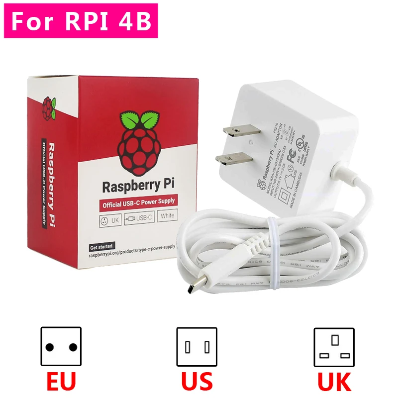 Raspberry Pi 4 Официальный источник питания 3A type-C адаптер питания белое зарядное устройство для Raspberry Pi 4 Модель B
