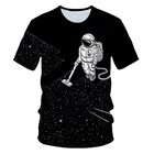 Футболка детская с 3D-принтом астронавта, мультяшный рисунок для мальчиков и девочек, летняя рубашка, Повседневная футболка для малышей