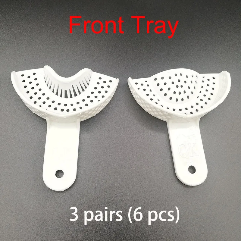 3pairs Front (6pcs) 10 шт./компл. для зубных слепков пластмассовые лотки без сетчатый лоток стоматологические инструменты стоматология лабораторный Материал зубной держатель Лотки - Color: 3pairs Front (6pcs)