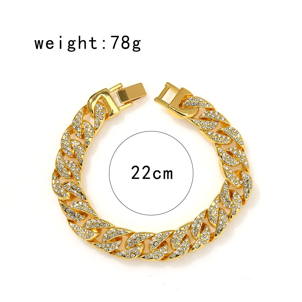 

Fashion Gold Chain Charm Bracelets Bangles for Men Women Couple Crystal Unusual Hand Jewelry Hip Pop Jewellery Dropshipping
