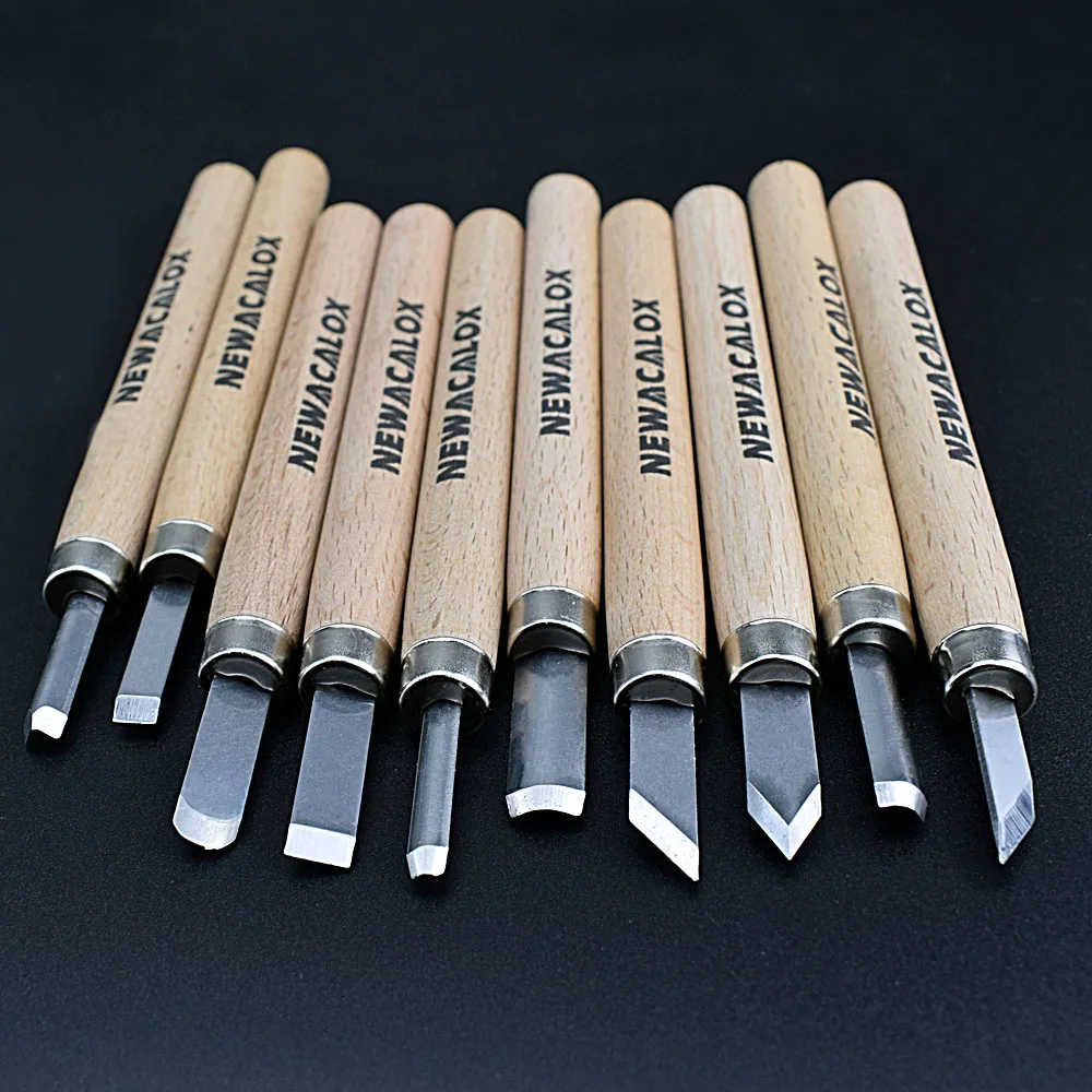 Gray Woodcut Knife NEWACALOX 10 шт. нож по дереву Scorper инструмент для резьбы по дереву режущий гравер гравировка Nicking скальпель DIY Scribing Деревообработка хобби - Цвет: Gray Woodcut Knife