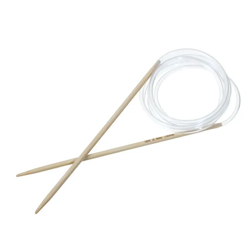 

(US4 3.5mm)Bamboo Sewing Circular Knitting Needles Transparent Tube Double Pointed Sweater Crochet Hooks Weave Tools 120cm 1PC