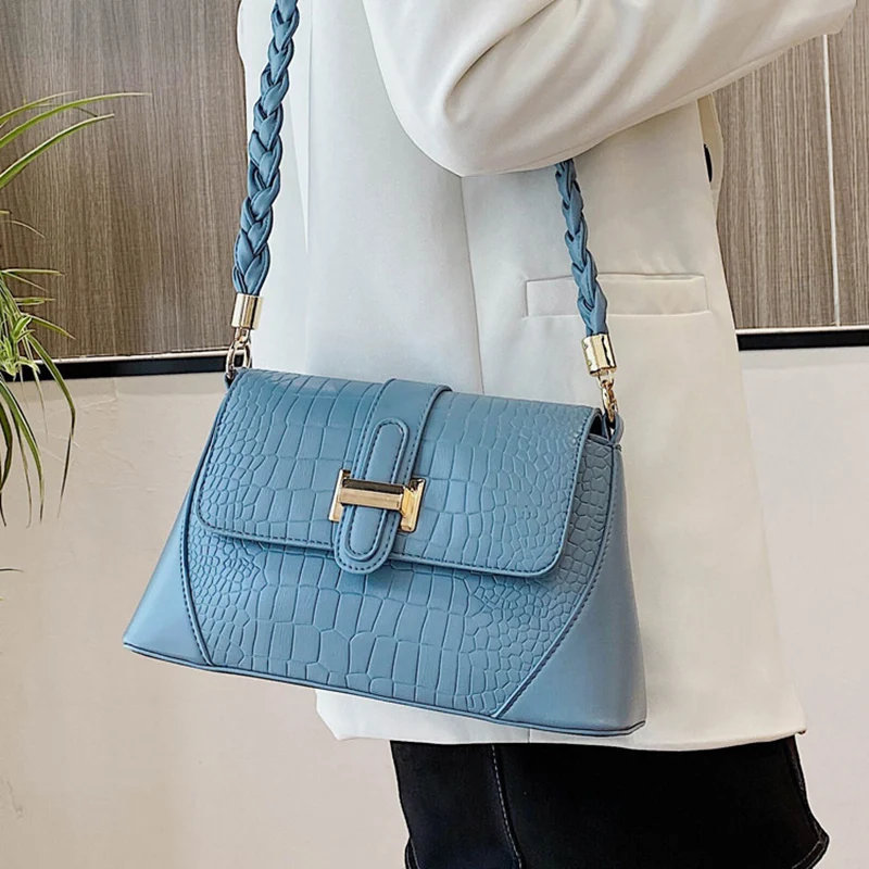 

Luxury Brand Handbags Shoulder Bags For Women 2020 New Fashion Ladies Baguette Bag Designer Crocodile Pattern Crossbody Bag Tote