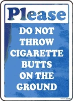 j dxhy tin poster metal sign warning safety 8x12 no cigarette butts on the ground notice caution wall plaque retro vintage signs