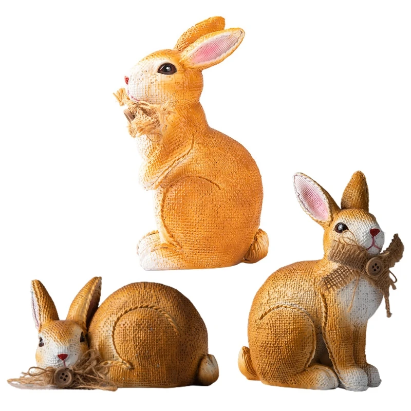 

Easter Simulation Bunny Home Garden Bunny Figurines Creative Resin Bunny Desk Table Ornament Simulated Rabbit Decor Garden H051