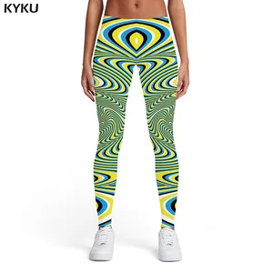 Женские психоделические леггинсы KYKU, готические абстрактные сексуальные леггинсы с принтом головокружения из спандекса, в стиле Харадзюку