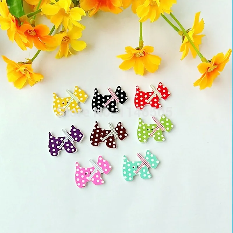 Декоративные деревянные пуговицы цветные для одежды в форме собаки декоративные