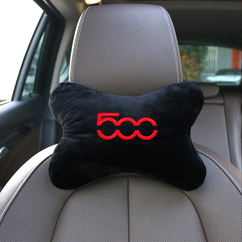 1 / 2PCS Car Headrest Auto Seat Cover Head Neck Rest Cushion Support Seat Accessories Adjustable Pillow For Fiat 500 Car Styling