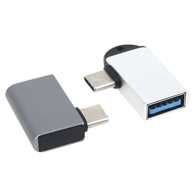 Переходник с USB C на 3 0 алюминиевый OTG переходник A внутренней резьбой 90 градусов