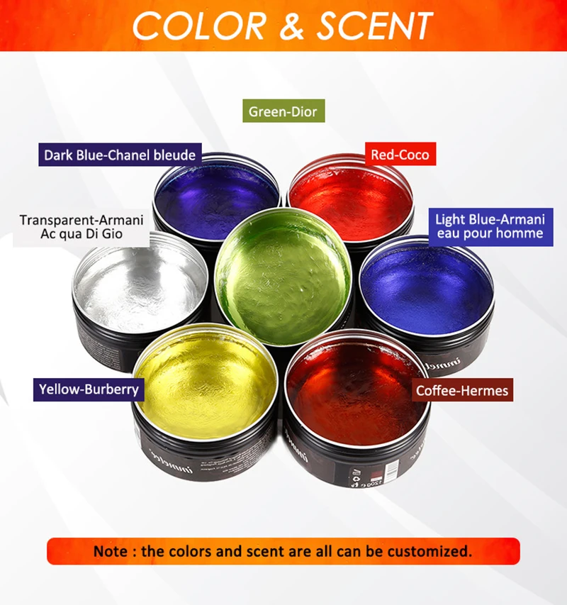 Hair Wax Dye Styling Pomade Clear Red Blue Disposable Natural Hair Strong Gel Cream Unisex Crystal Hair Dye For Daily Use