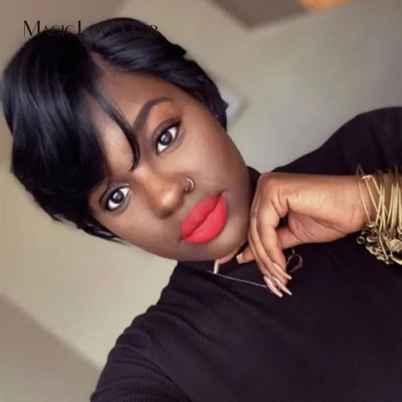 Волшебная любовь парики с вырезами Фея короткие боб Плотность 130 человеческие