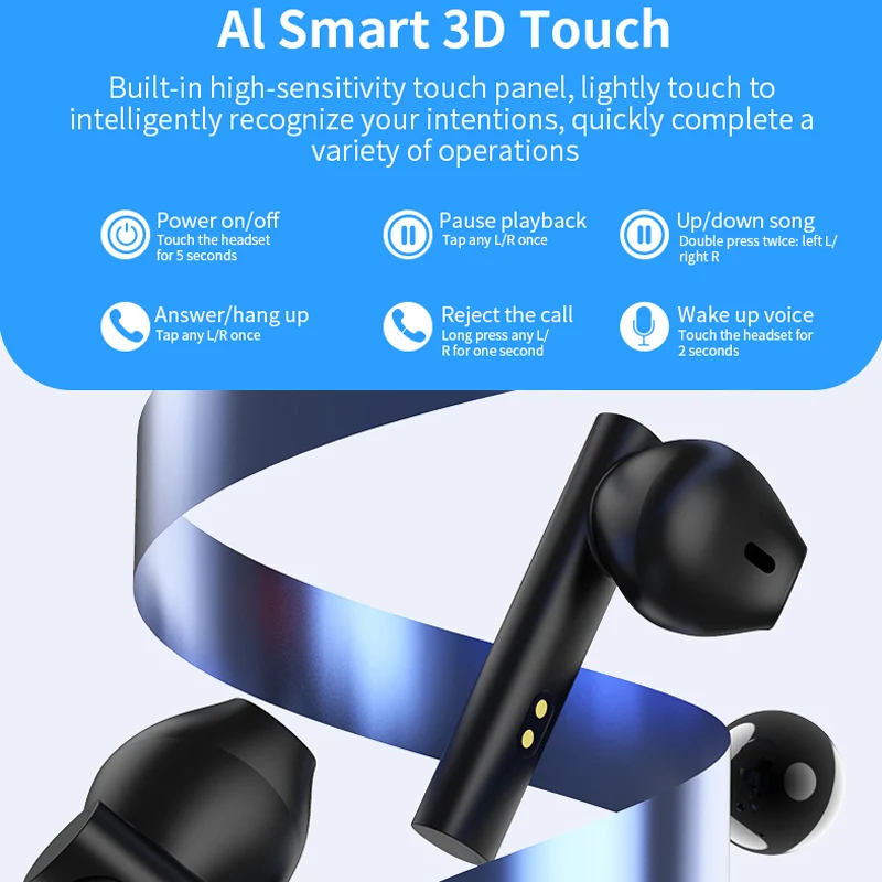 TWS Беспроводные наушники с сенсорным управлением 9D стерео Bluetooth микрофоном