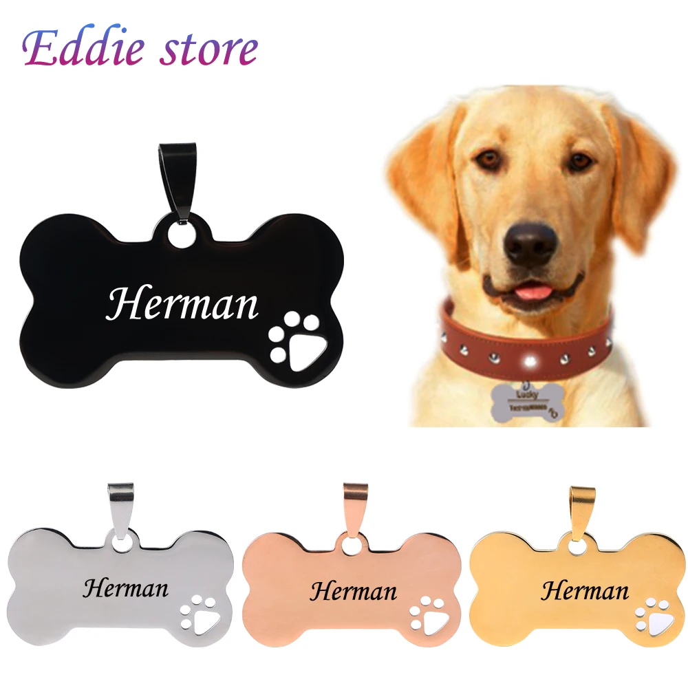 Бирки для собак на заказ в розовом золотом серебряном или черном цвете из