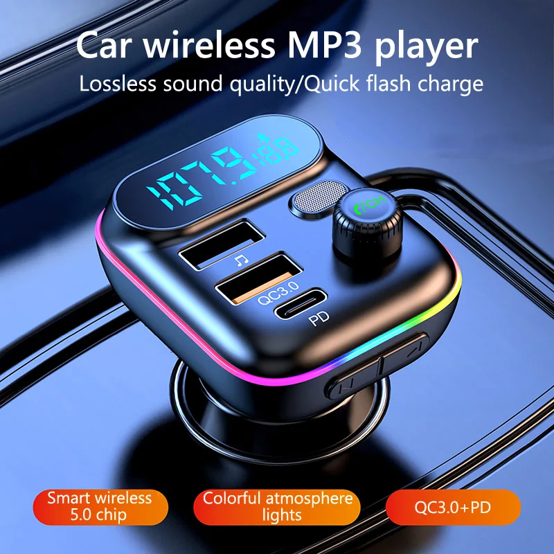 Автомобильный FM модульный MP3-плеер JaJaBor PD 18W Type C QC3.0 USB зарядное устройство