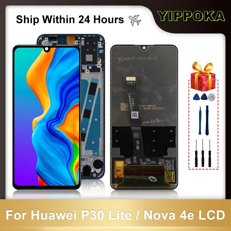 

Дисплей для смартфона, для HUAWEI P30 Lite, Nova 4e, MAR-LX1, LX2, AL01, ЖК, 2312*1080, с рамкой, оригинальный