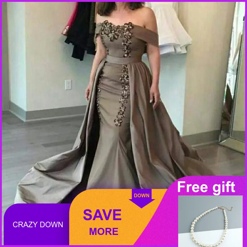 

Detachable Mother Of The Bride Dresses 2019 Mermaid Off-Shoulder Sashes Sequins Appliques Mother Dresses vestido de madrinha
