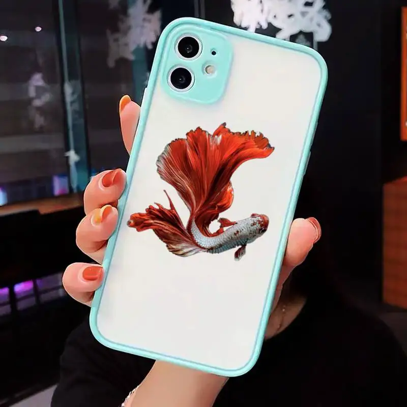 

beautiful Fighting fish Phone Cases Matte Transparent For iPhone 12 Mini 11 Pro XR XS Max 7 8 Plus