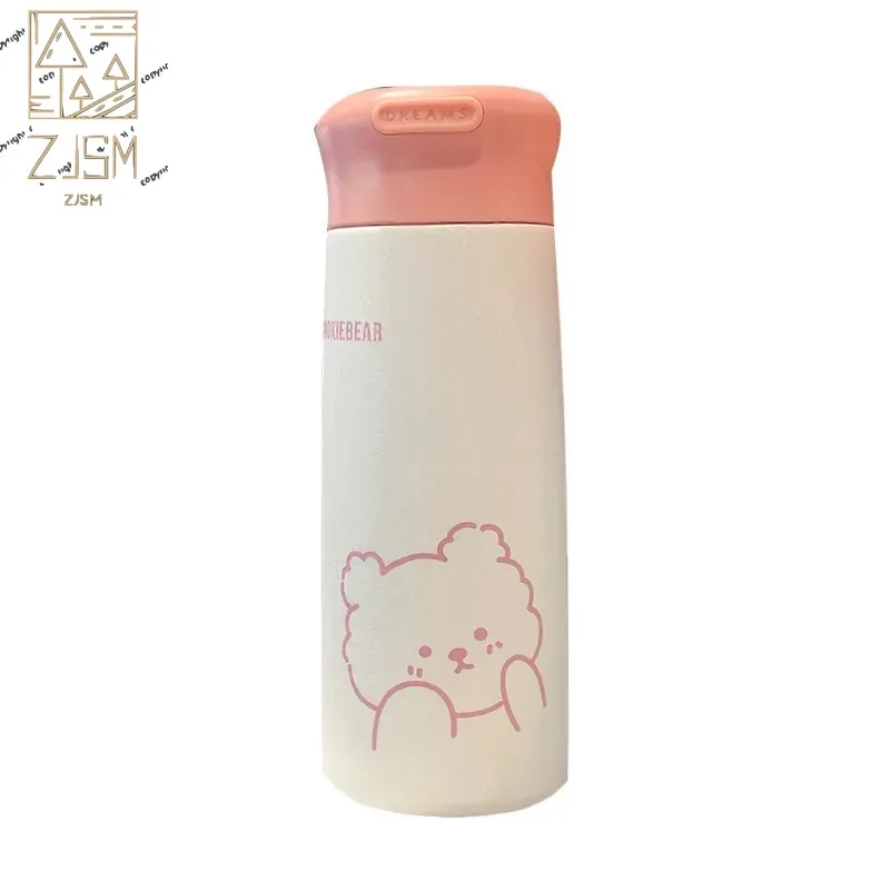 

300ML/350ML Ins Style Cute Bear Pattern Stainless Steel Vacuum Flask Portable Rope Travel Mug Children Girl Kettle