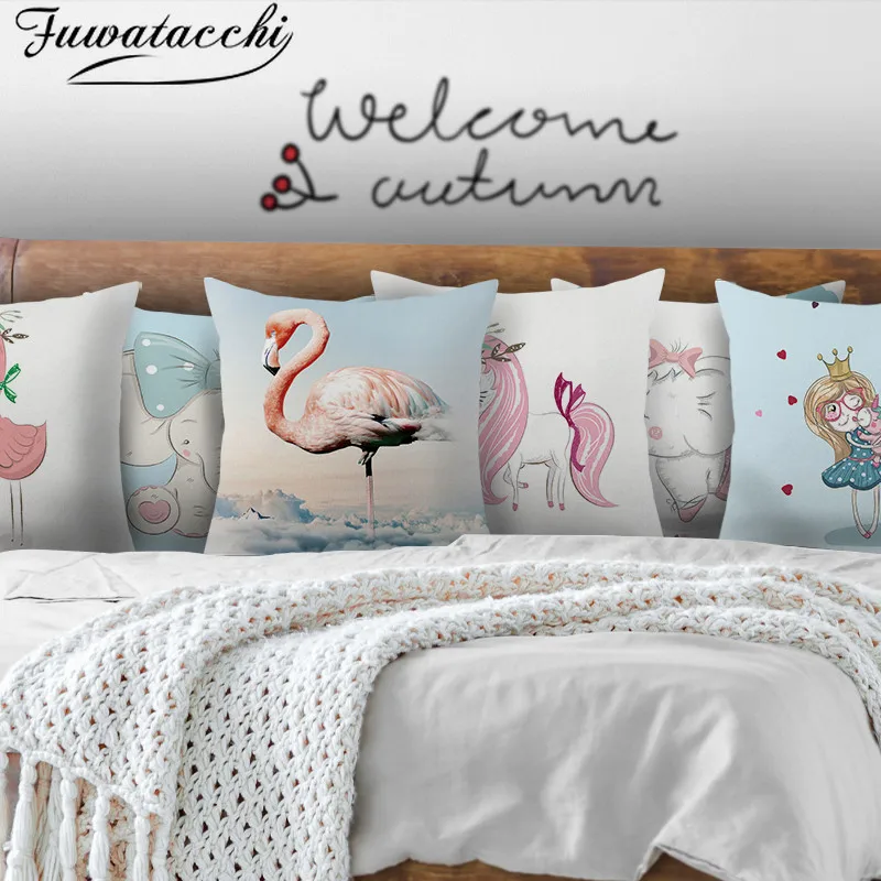Fuwatacchi Dreamy розовые стильные чехлы на подушки Фламинго с узором наволочка из