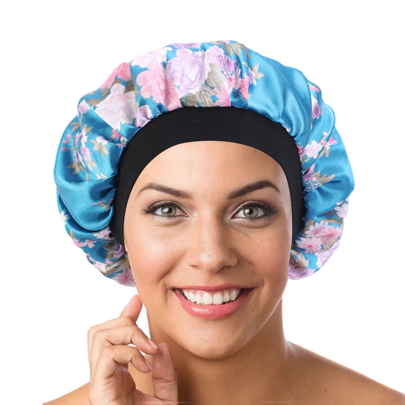 

Атласная шляпа для душа, широкая шелковая шляпа для сна, женская шляпа для ночного сна, широкая эластичная повязка на голову